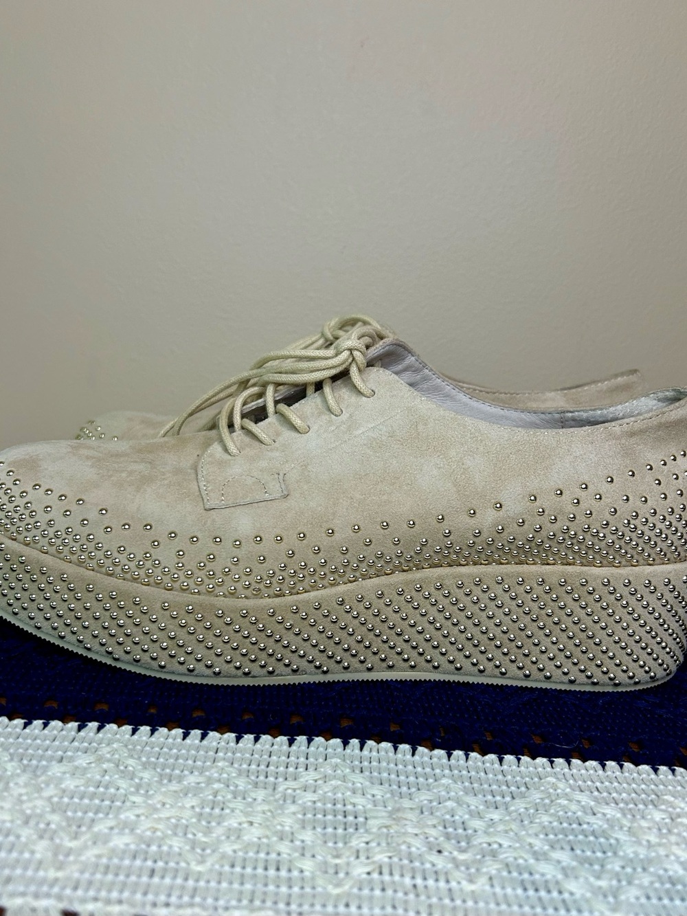 CECELIA NEW YORK Sand Studded Suede Derby Oxfords